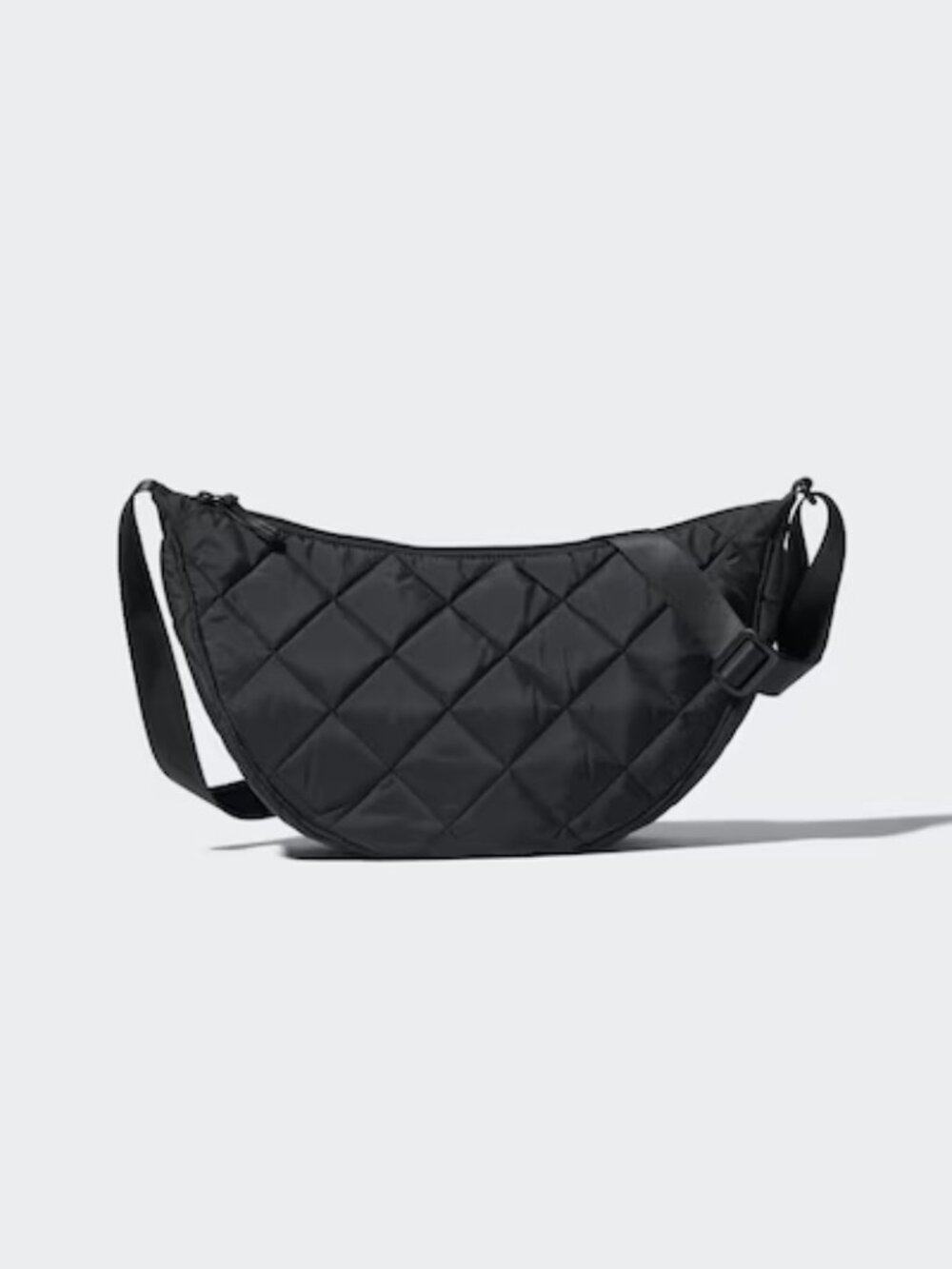 Uniqlo Large Quilted Round Crossbody Shoulder Bag in Black